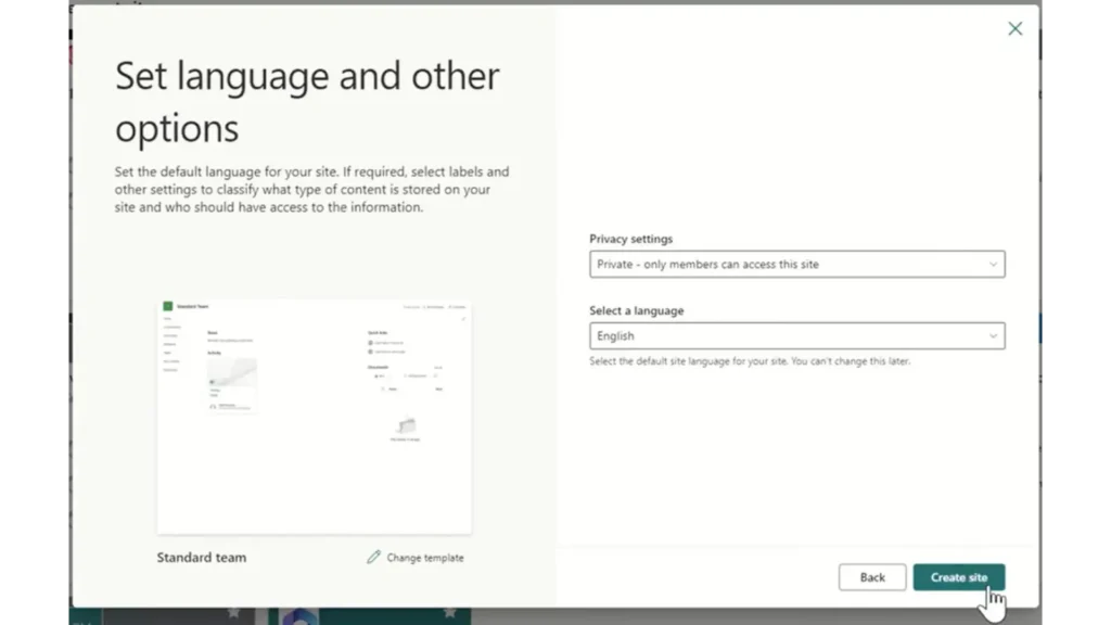 Set the sharepoints privacy